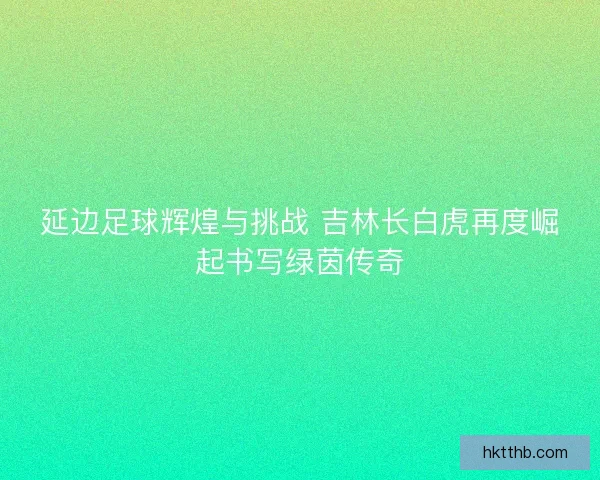 延边足球辉煌与挑战 吉林长白虎再度崛起书写绿茵传奇